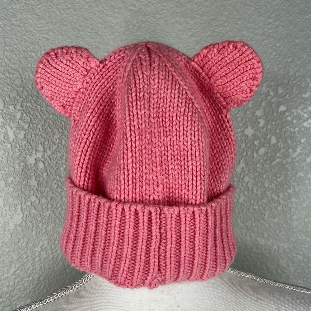 Crewcuts Girl's Pink Knit Wool Blend Winter Beanie with Ears Size Large/XL - Picture 2 of 4